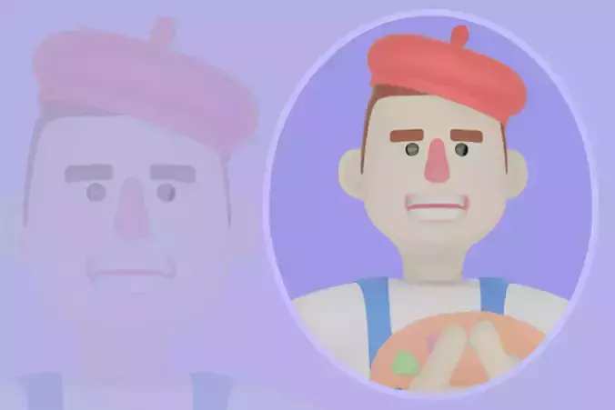 Stylized 3D Male Painter Character-Artist Floating with Palette