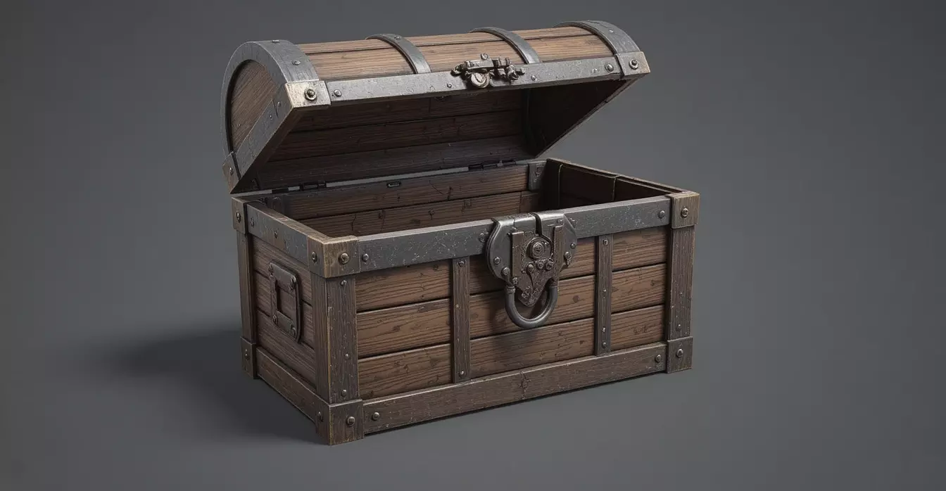 Game-Ready Treasure Chest 3D Model Interactive Prop Low-poly 3D model_0
