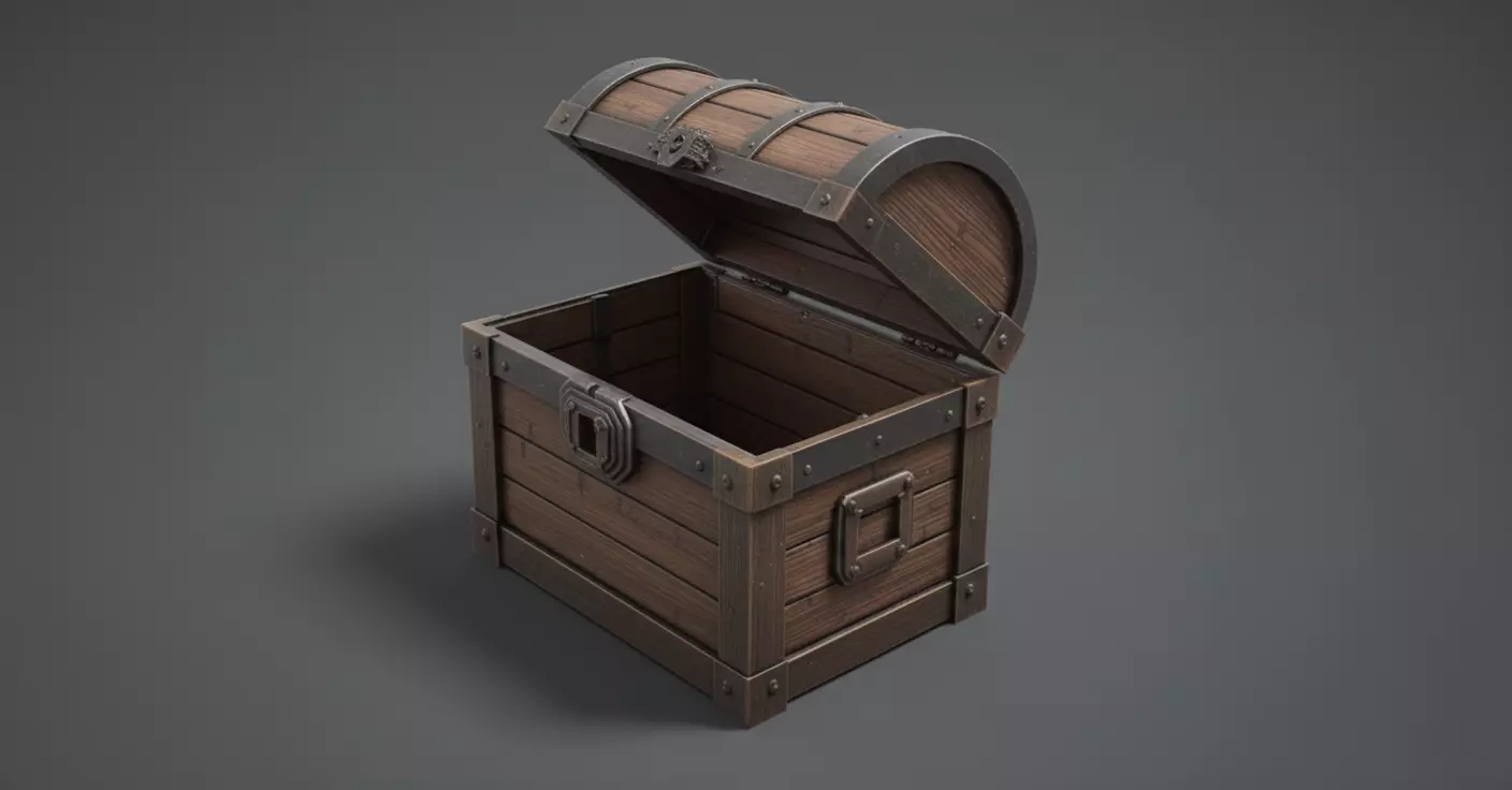 Game-Ready Treasure Chest 3D Model Interactive Prop Low-poly 3D model_3