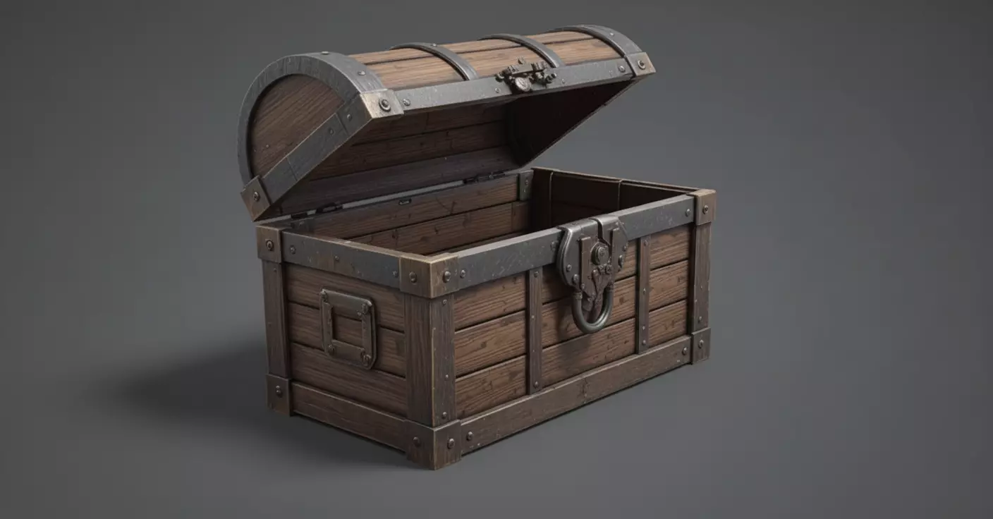 Game-Ready Treasure Chest 3D Model Interactive Prop Low-poly 3D model_1