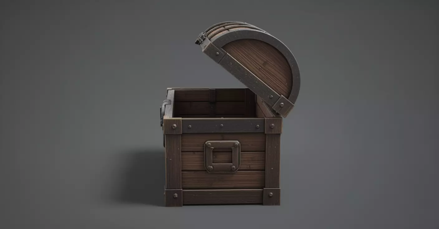 Game-Ready Treasure Chest 3D Model Interactive Prop Low-poly 3D model_2