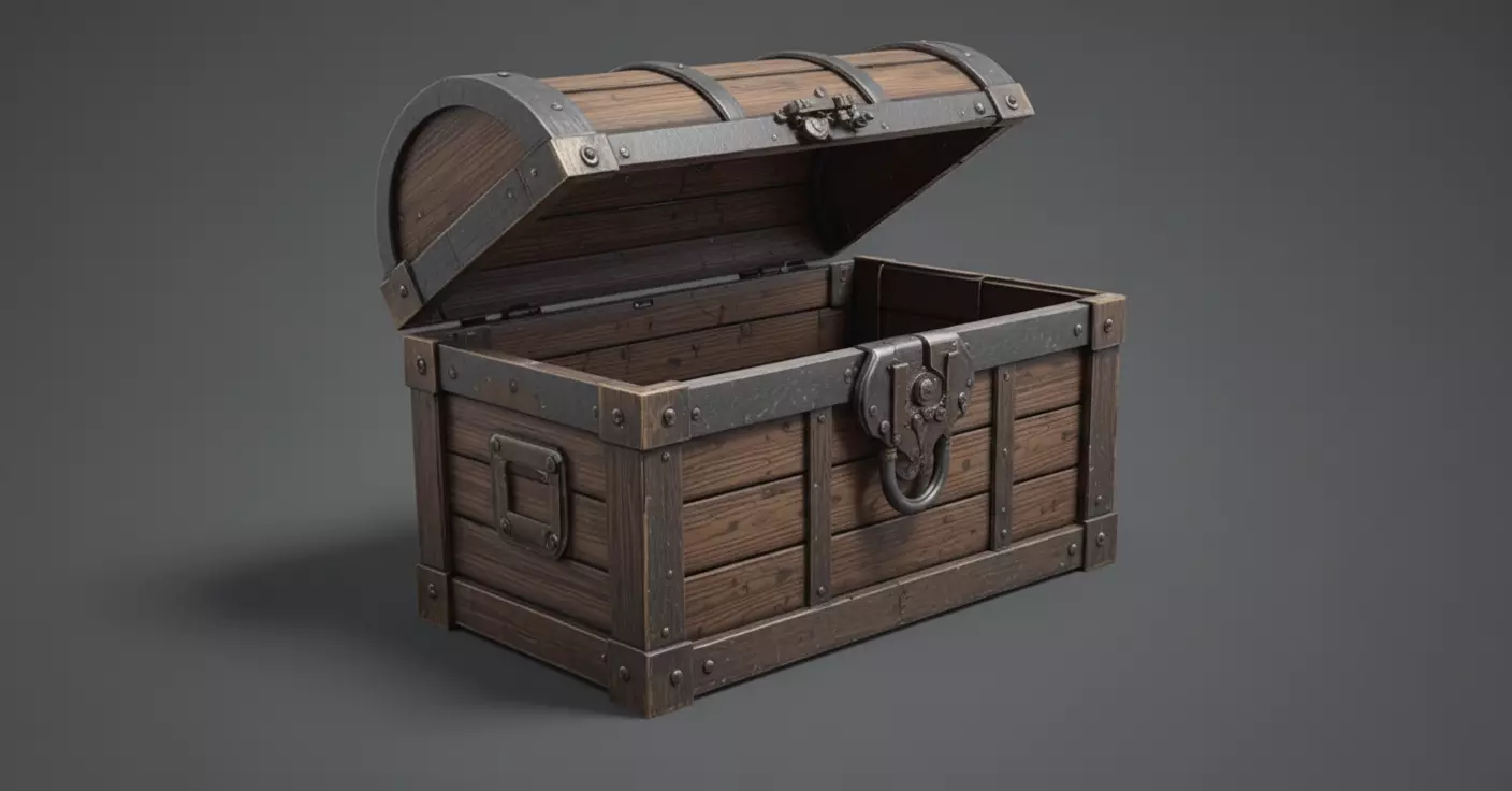 Game-Ready Treasure Chest 3D Model Interactive Prop Low-poly 3D model_4