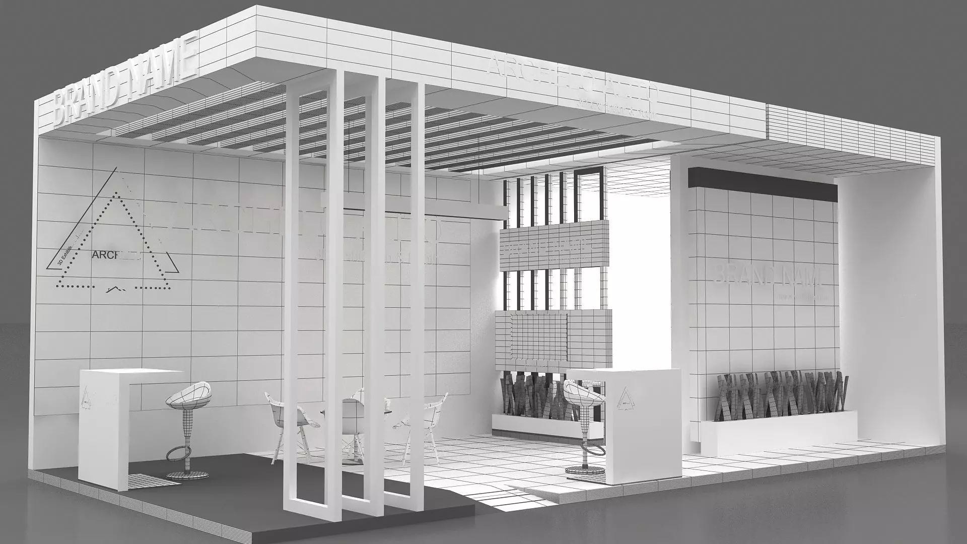 3d exhibition modular Low-poly 3D model_4