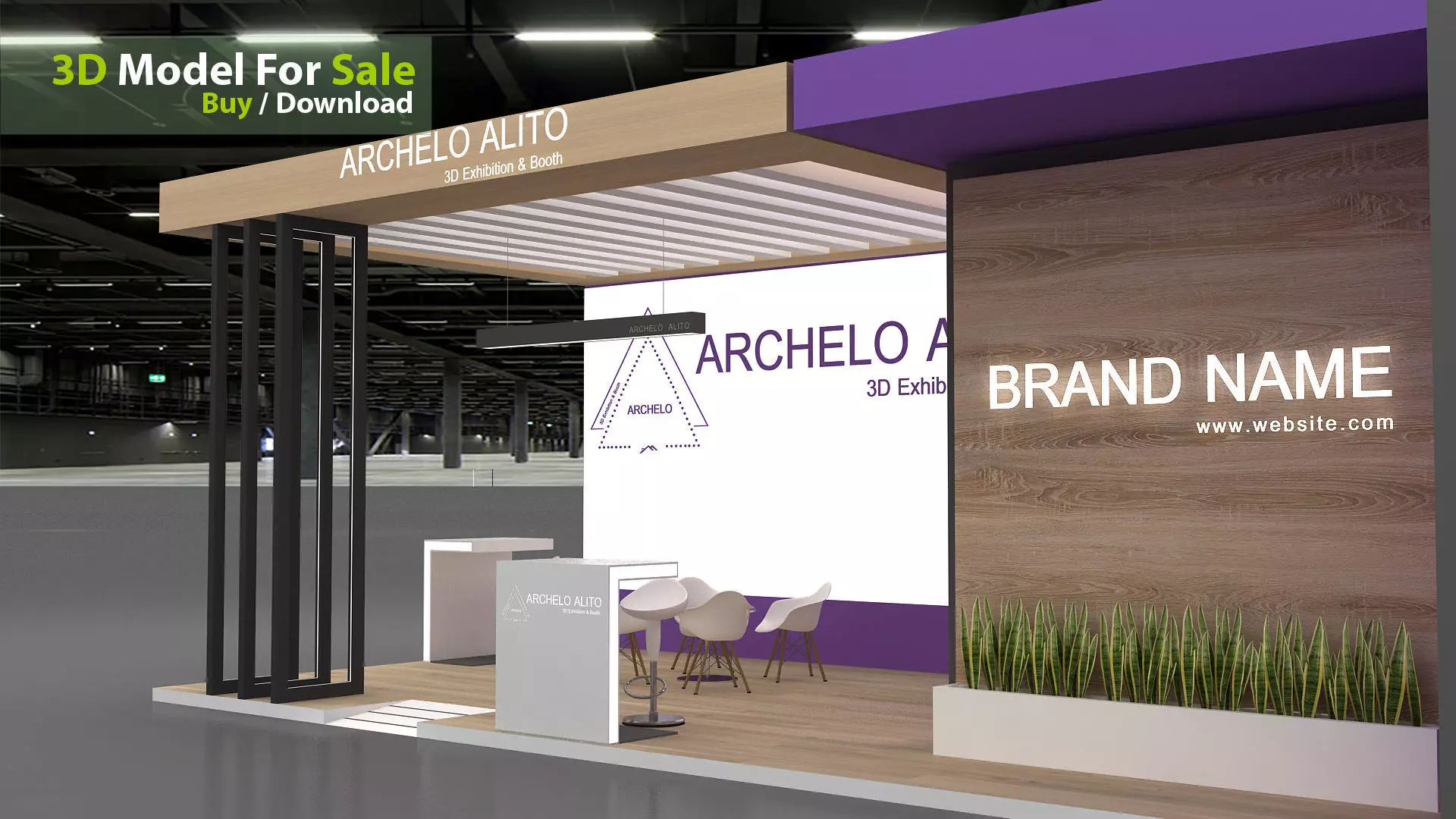 3d exhibition modular Low-poly 3D model_5