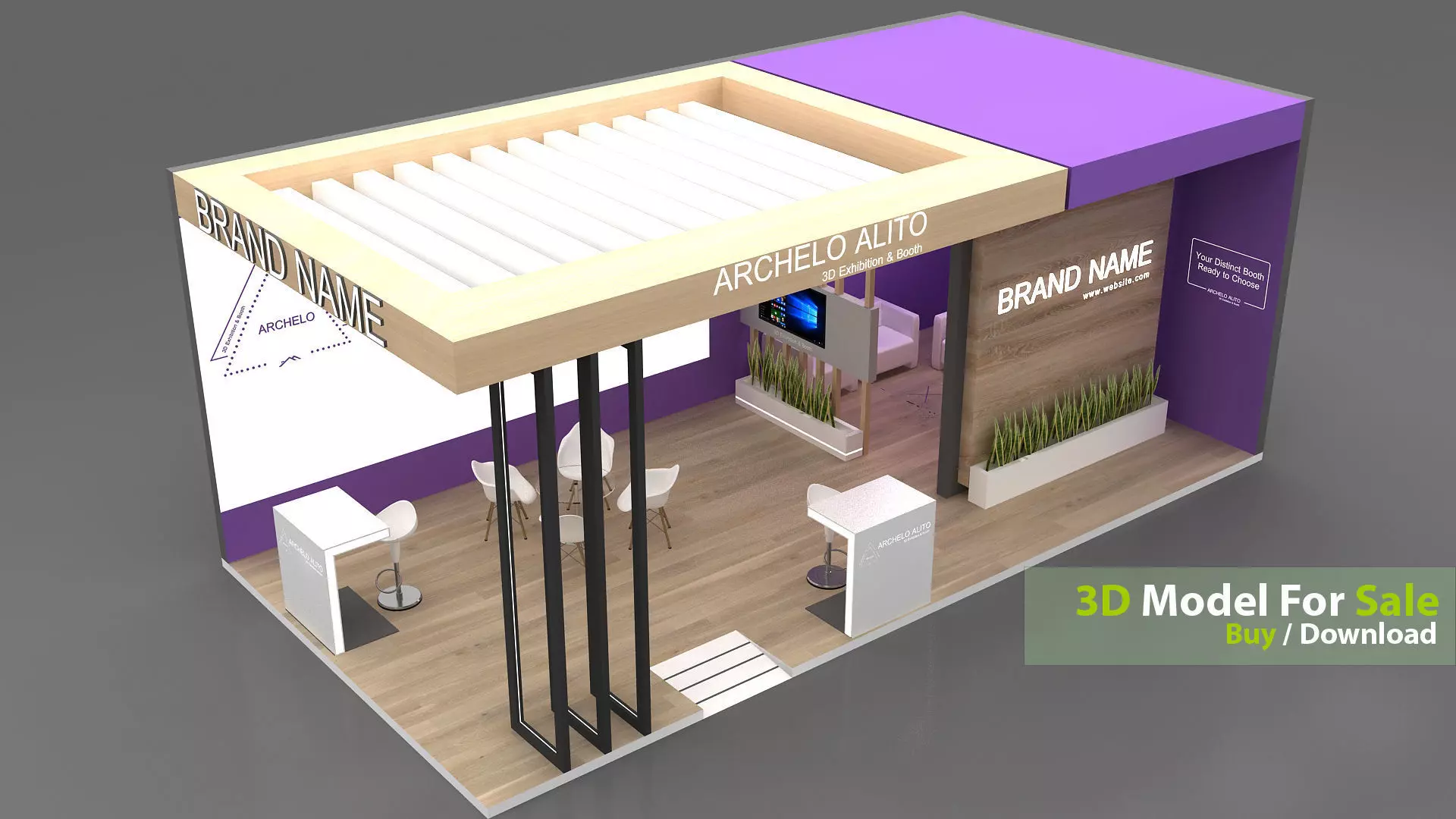 3d exhibition modular Low-poly 3D model_3