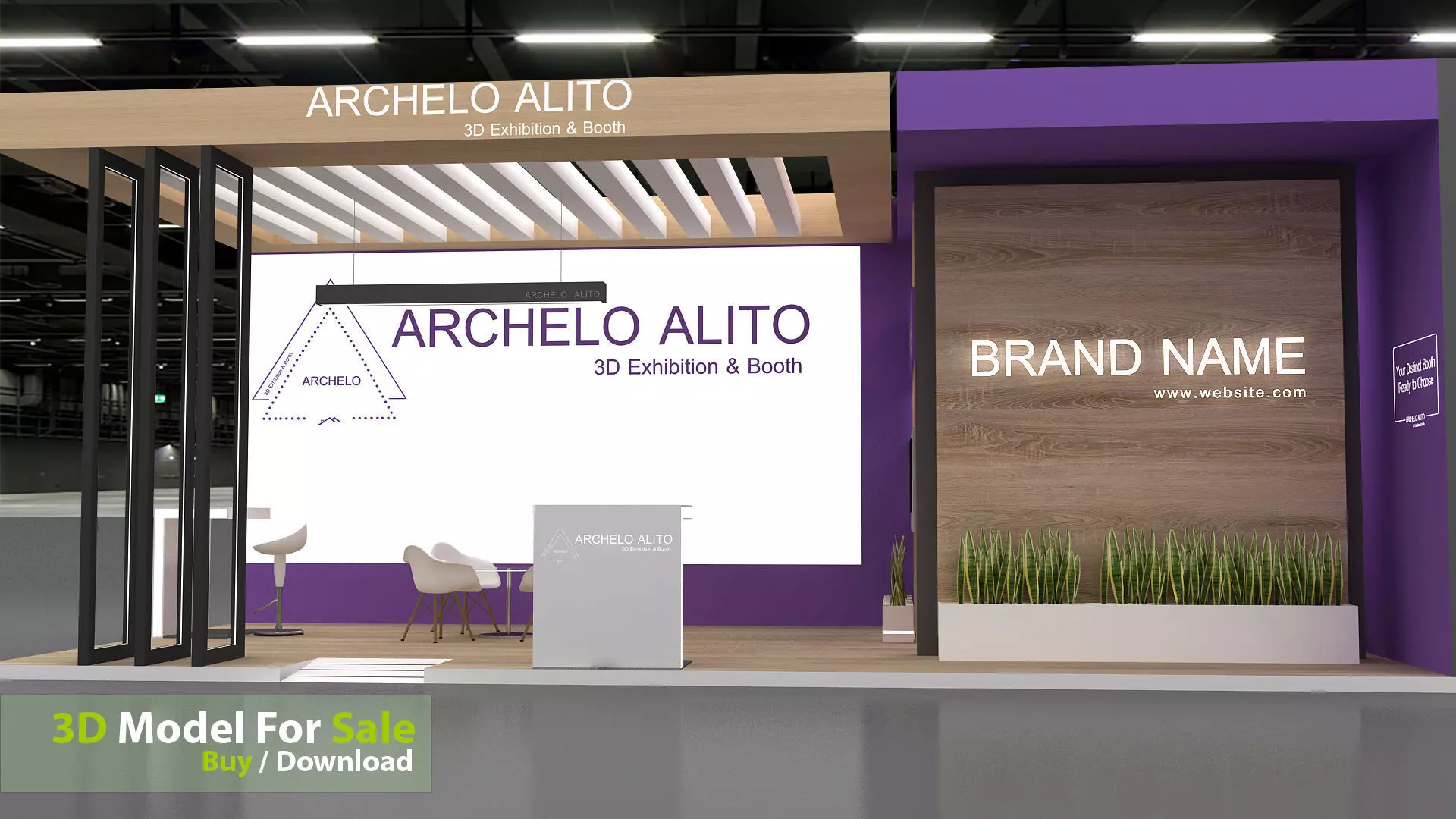 3d exhibition modular Low-poly 3D model_2