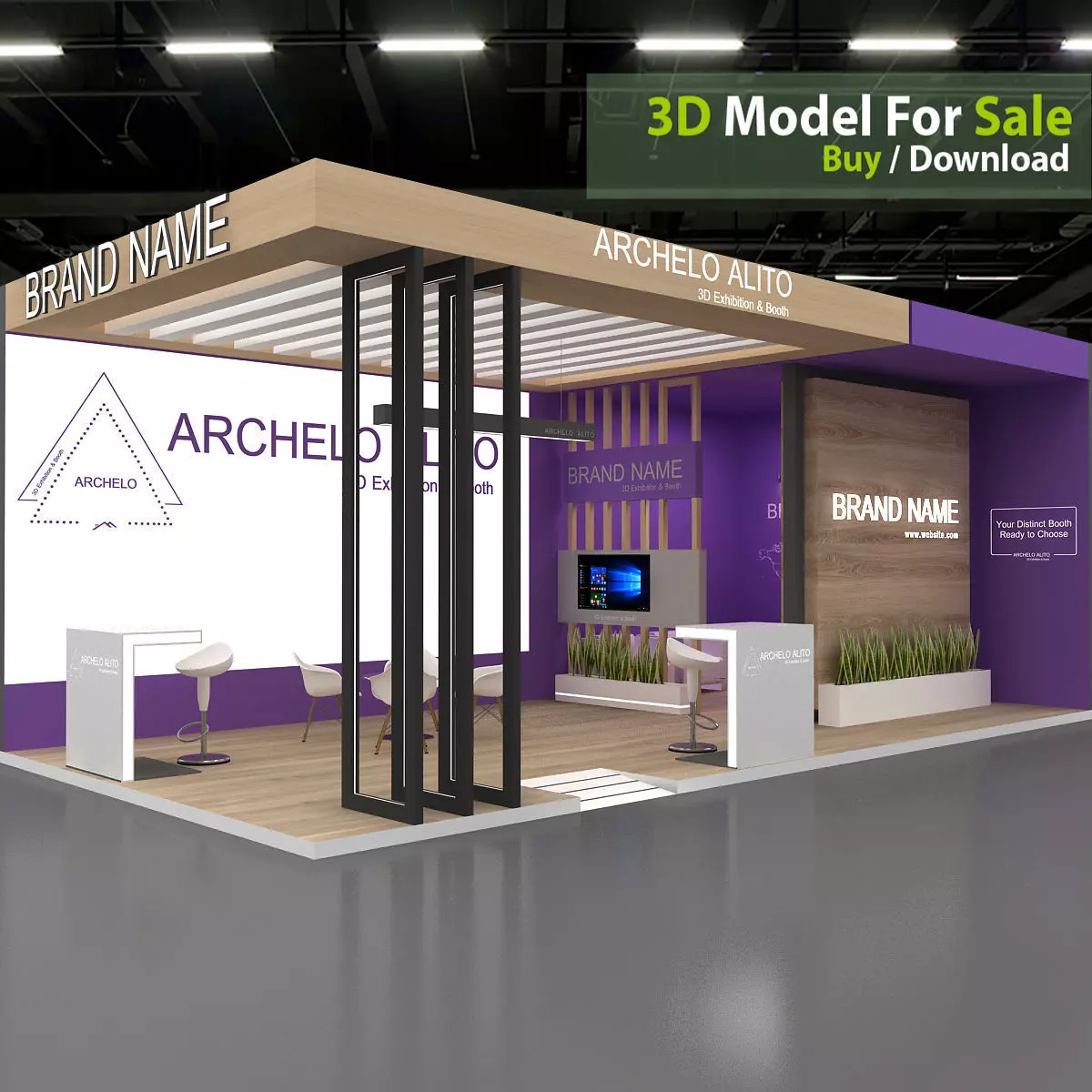 3d exhibition modular Low-poly 3D model_1