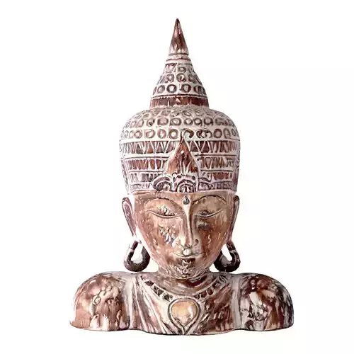 Large Carved White Buddha Head