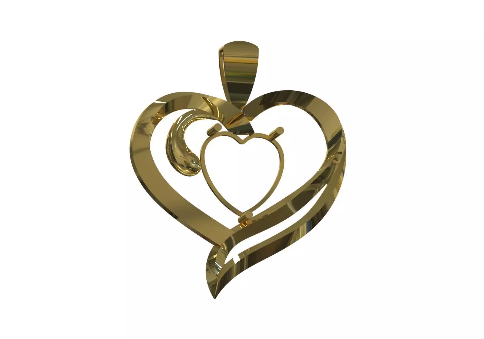 Gold stl 3dm Plaque 3D Moving Heart in Heart Frame gp0258 3D print model_14