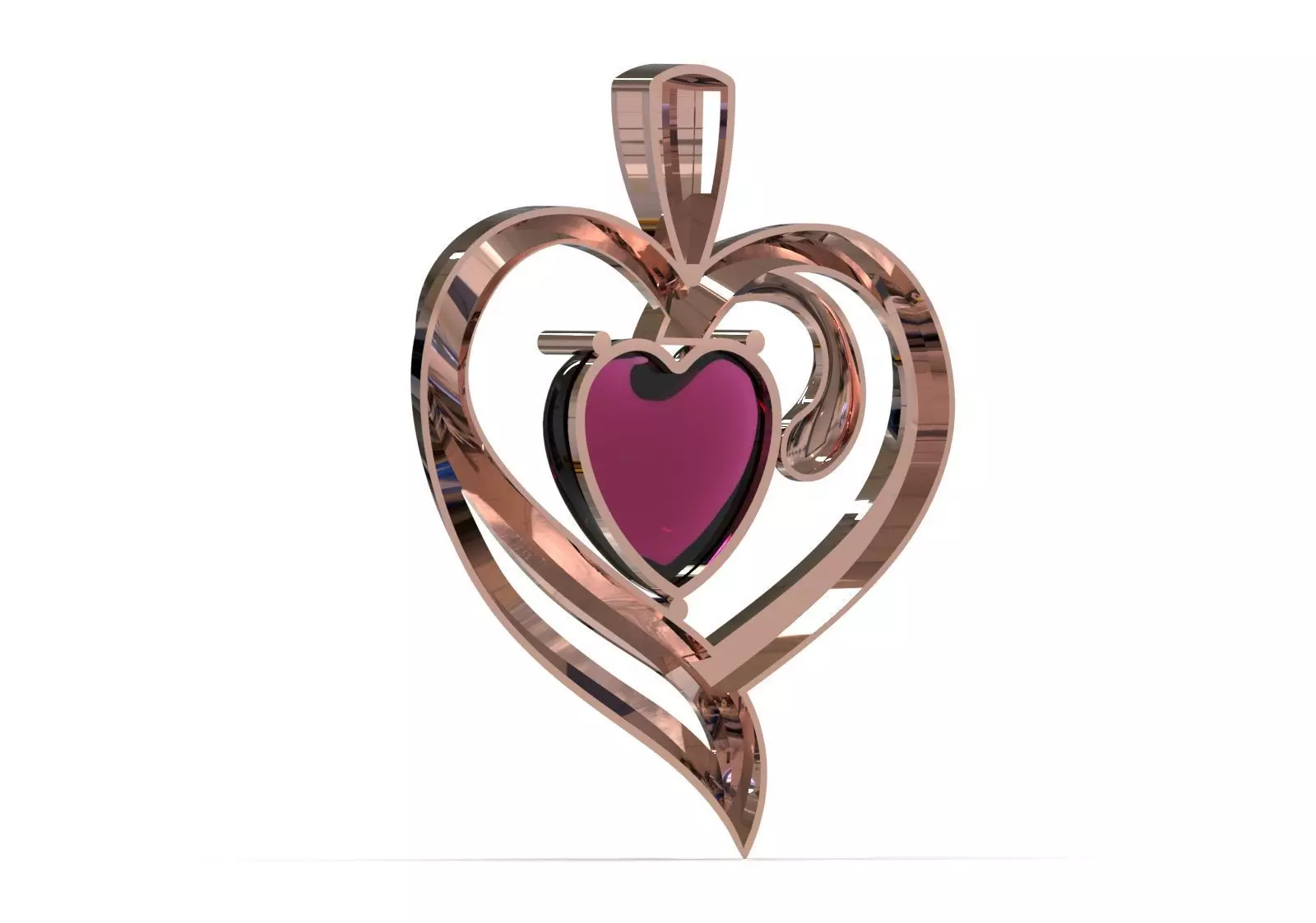 Gold stl 3dm Plaque 3D Moving Heart in Heart Frame gp0258 3D print model_4