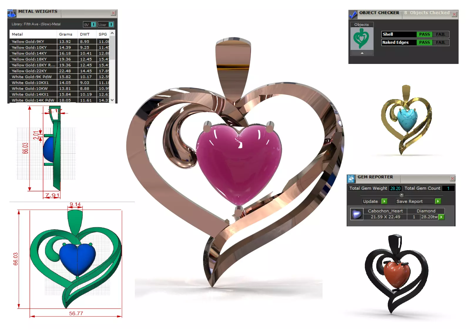 Gold stl 3dm Plaque 3D Moving Heart in Heart Frame gp0258 3D print model_0