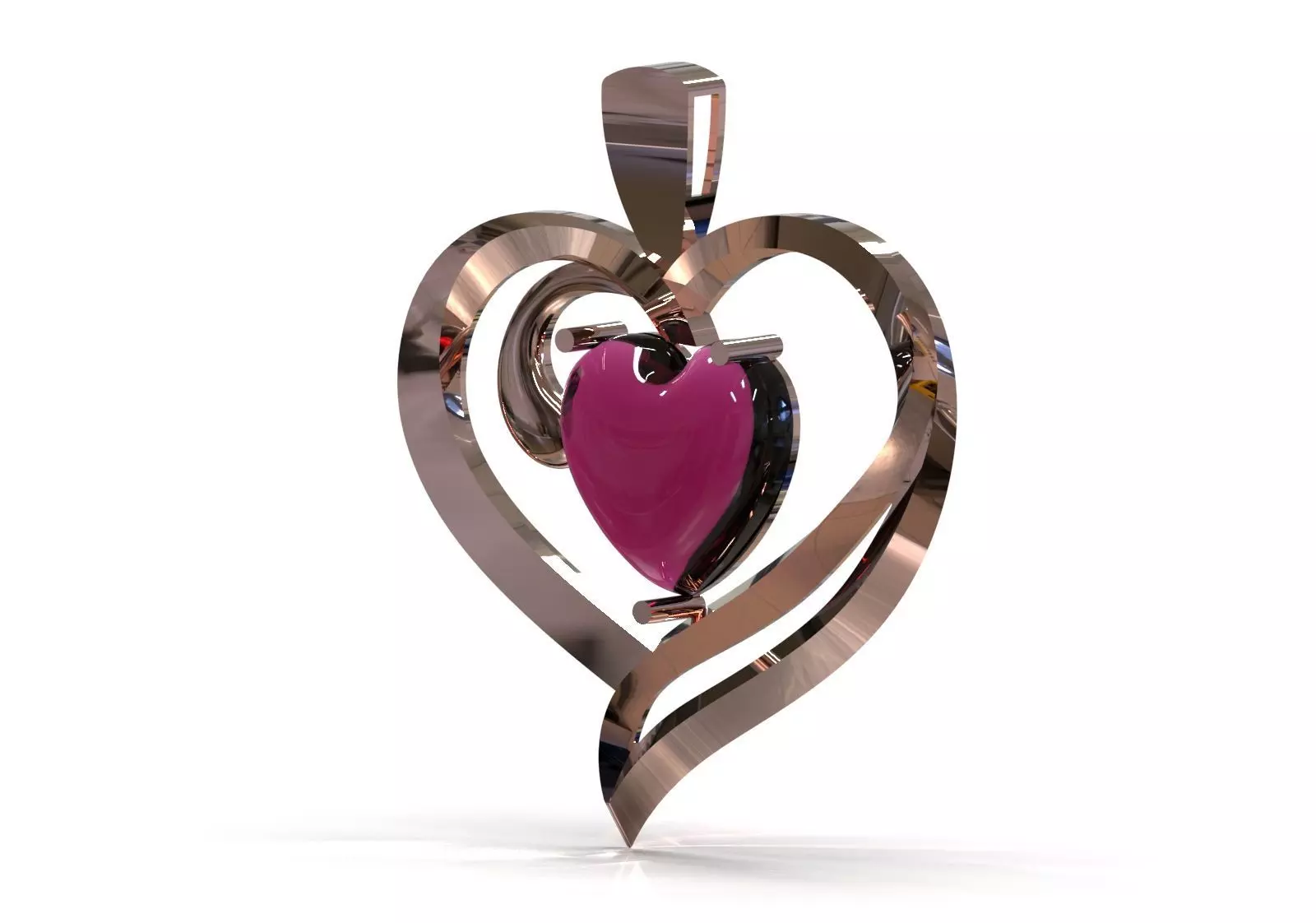 Gold stl 3dm Plaque 3D Moving Heart in Heart Frame gp0258 3D print model_3