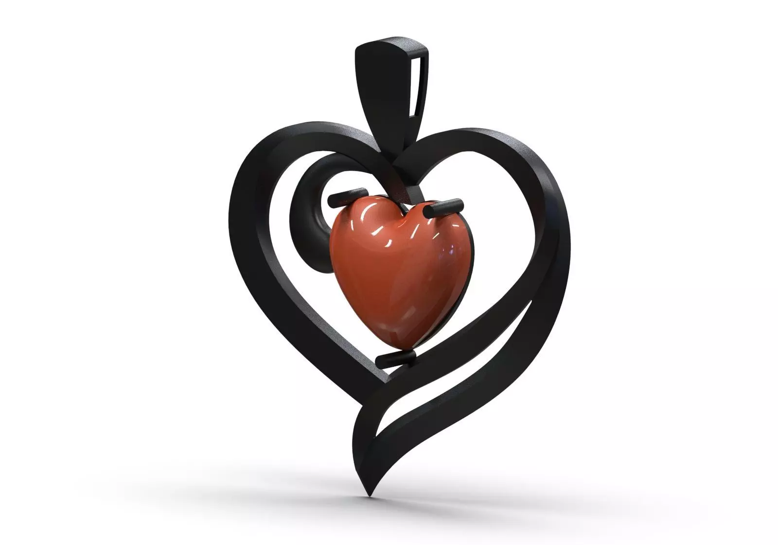 Gold stl 3dm Plaque 3D Moving Heart in Heart Frame gp0258 3D print model_16