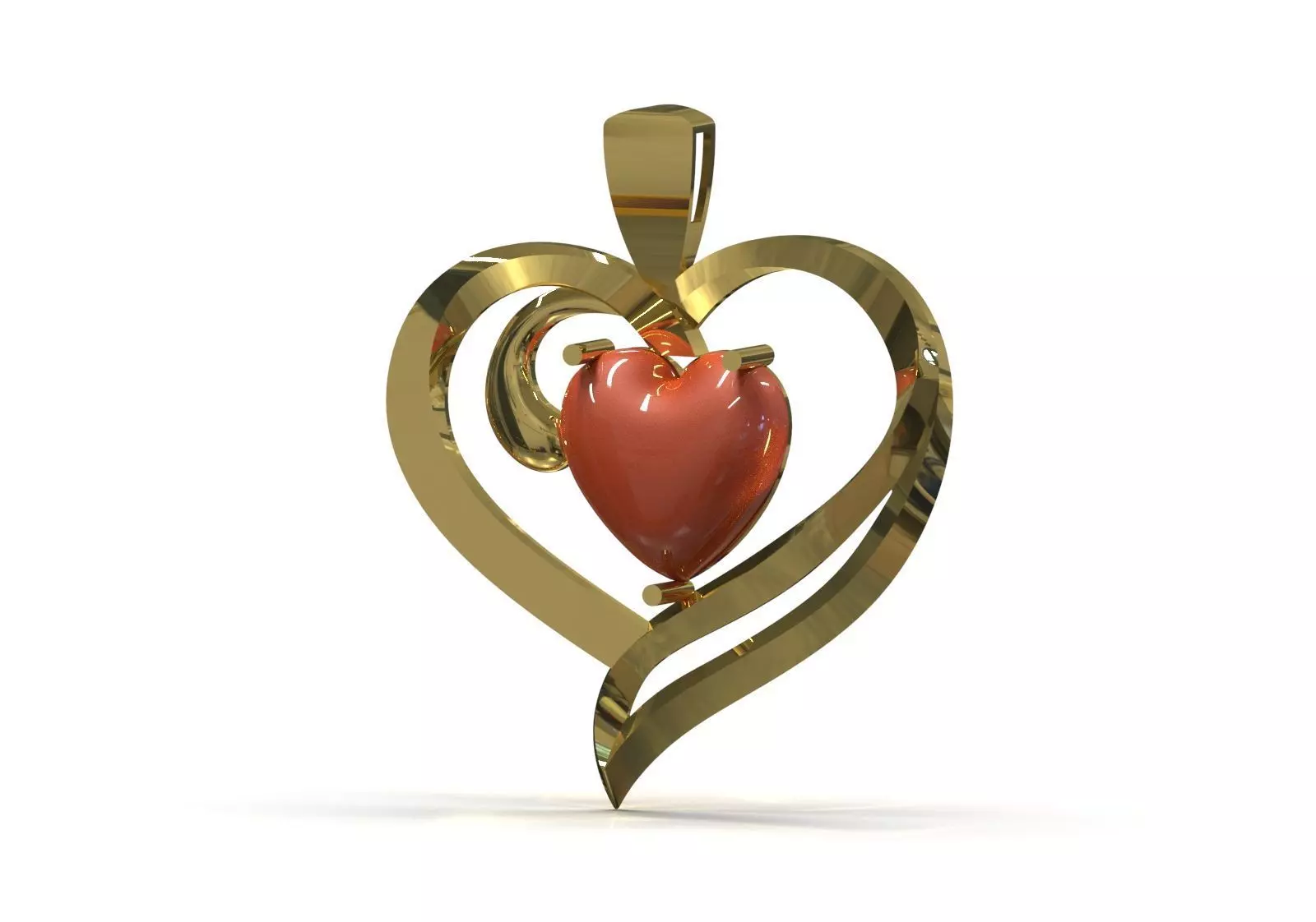 Gold stl 3dm Plaque 3D Moving Heart in Heart Frame gp0258 3D print model_15