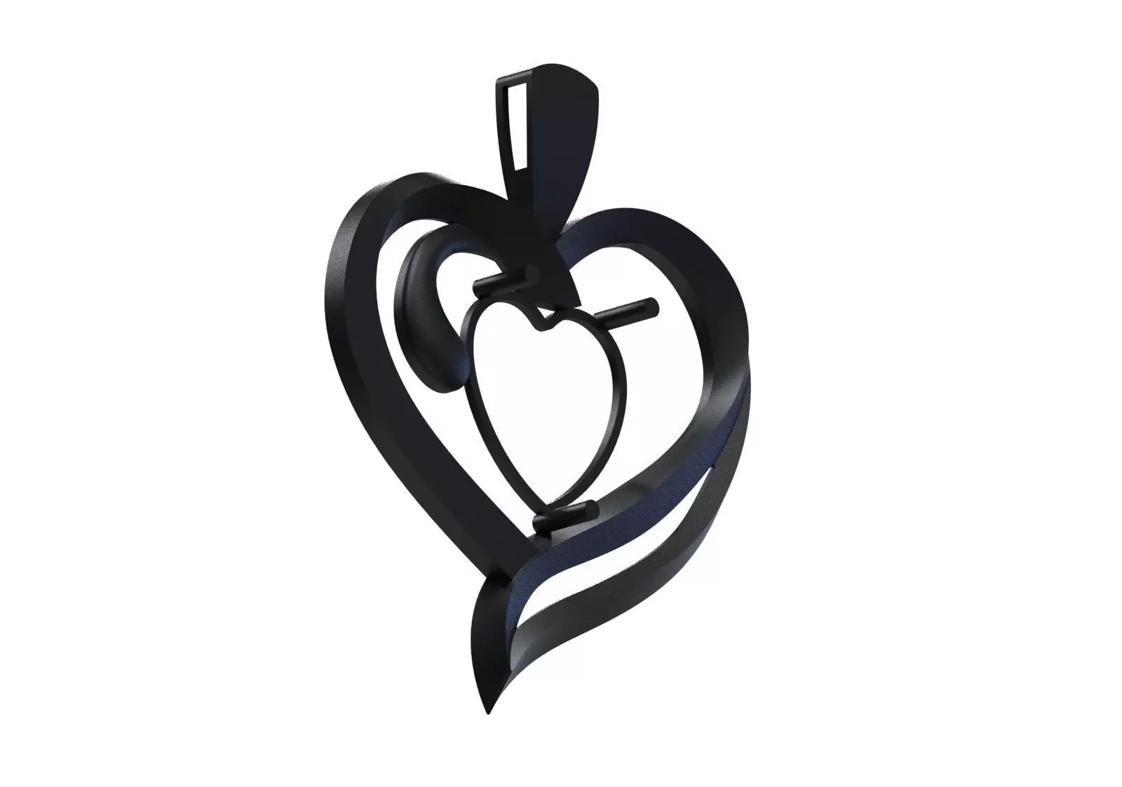 Gold stl 3dm Plaque 3D Moving Heart in Heart Frame gp0258 3D print model_17