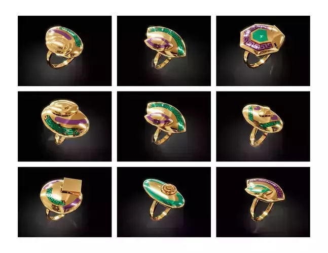 Turkish Enamel Rings Lightweight  Jewelry CAD STL  3DM