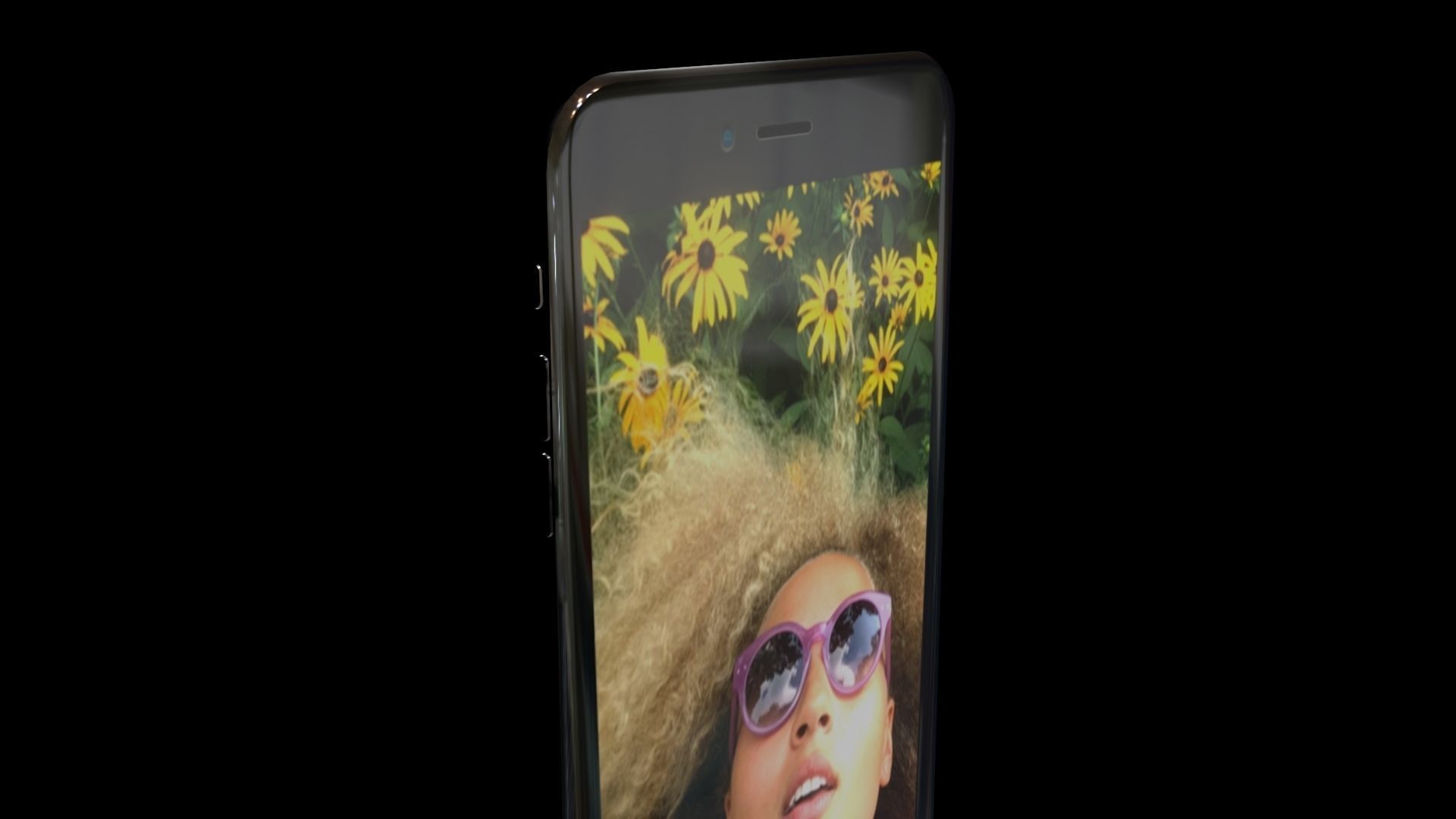 Iphone 7 Plus Black color Low-poly 3D model_6