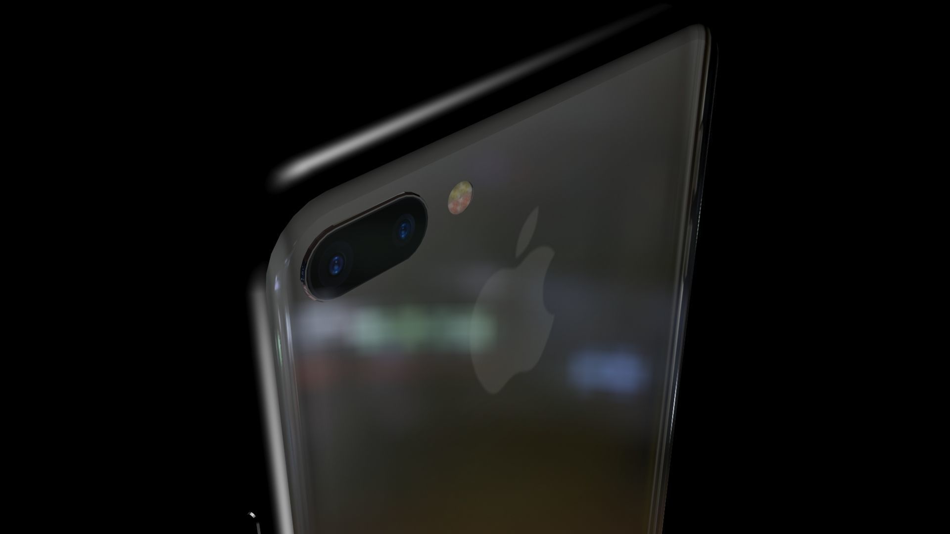 Iphone 7 Plus Black color Low-poly 3D model_5