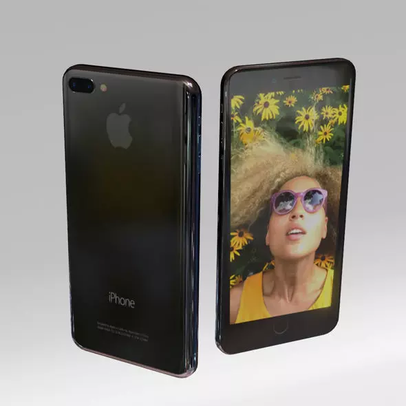 Iphone 7 Plus Black color Low-poly 3D model_0