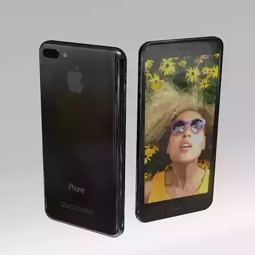 Iphone 7 Plus Black color Low-poly 3D model