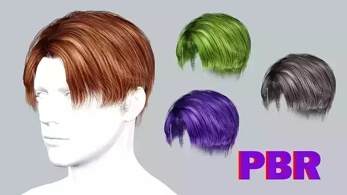 Realistic Man Hair Style 01 Low Poly 3D Model | 3D model - 3D model önizlemesi