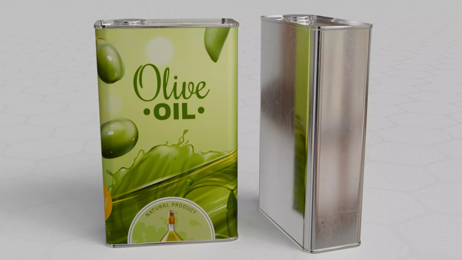 Square Aluminium Oil can tin 3D model_3