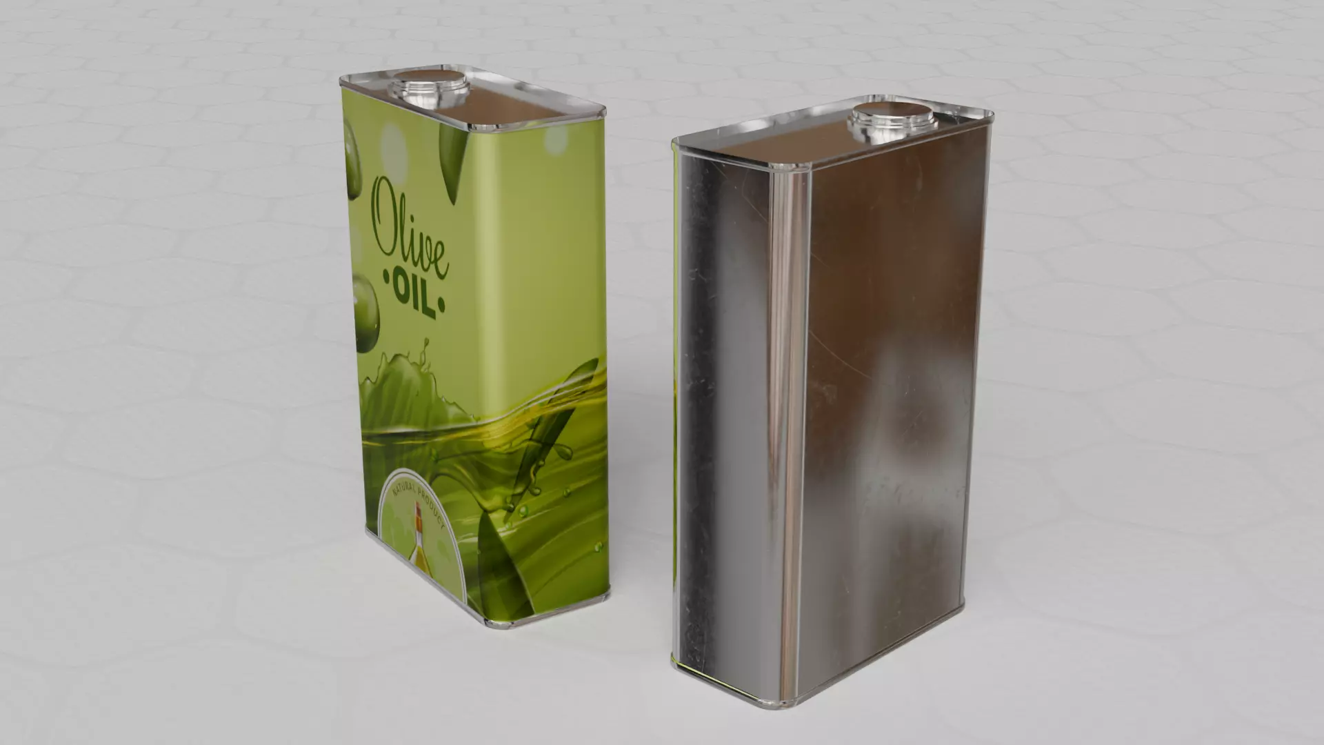 Square Aluminium Oil can tin 3D model_4