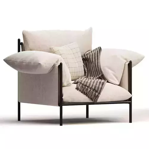 Metal  Linen Lounge Chair