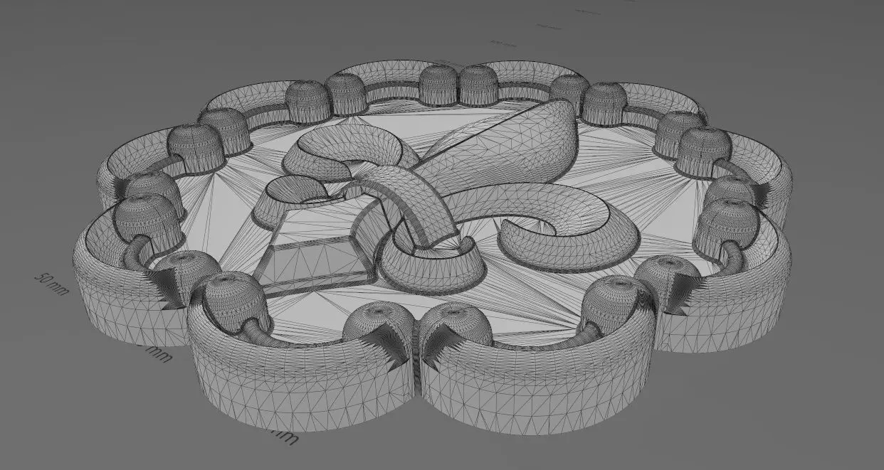 Round eternity carved scrolls frame royal lily rosette relief 3D print model_14