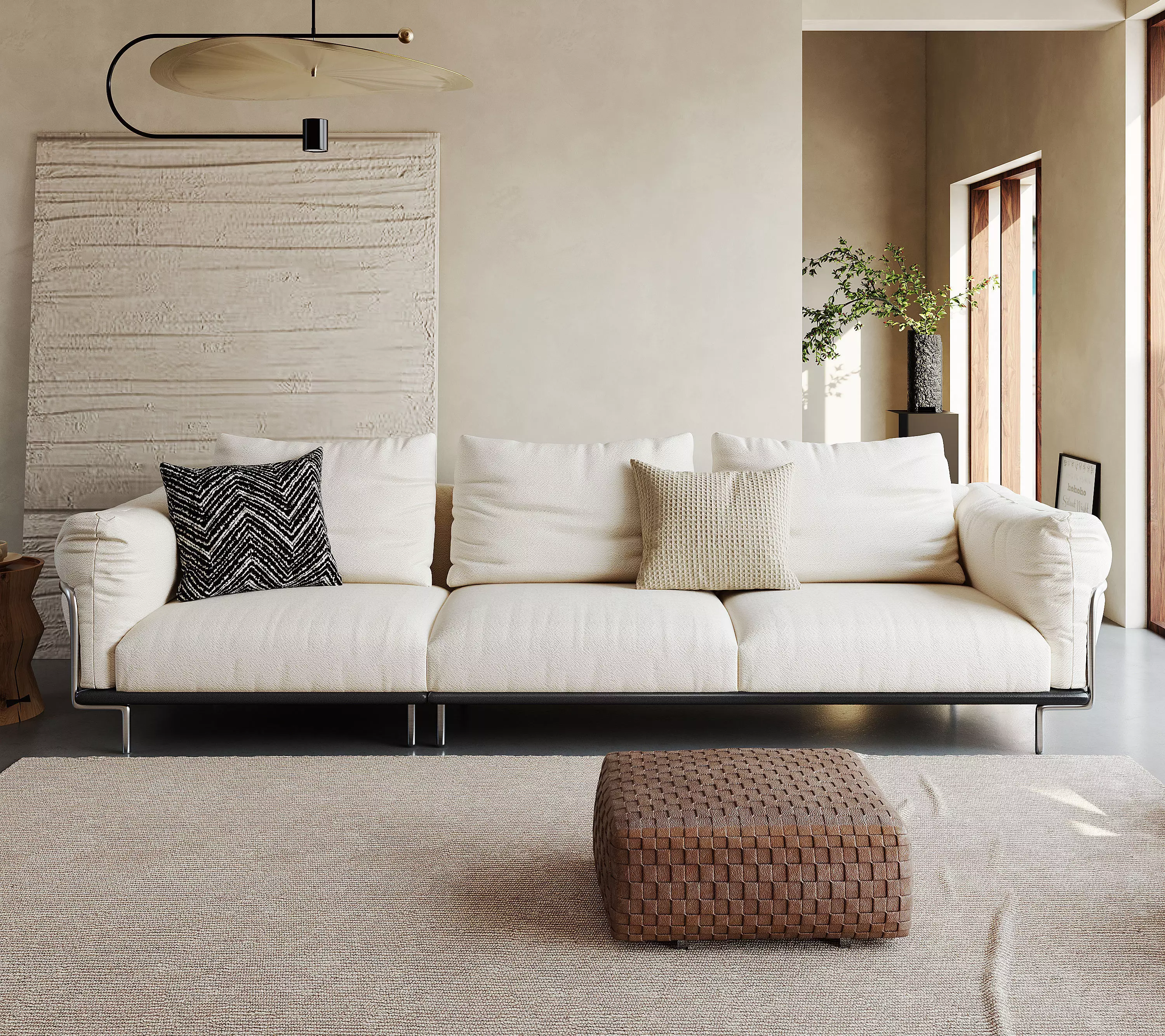 Mid Century interior scene 3D model_0