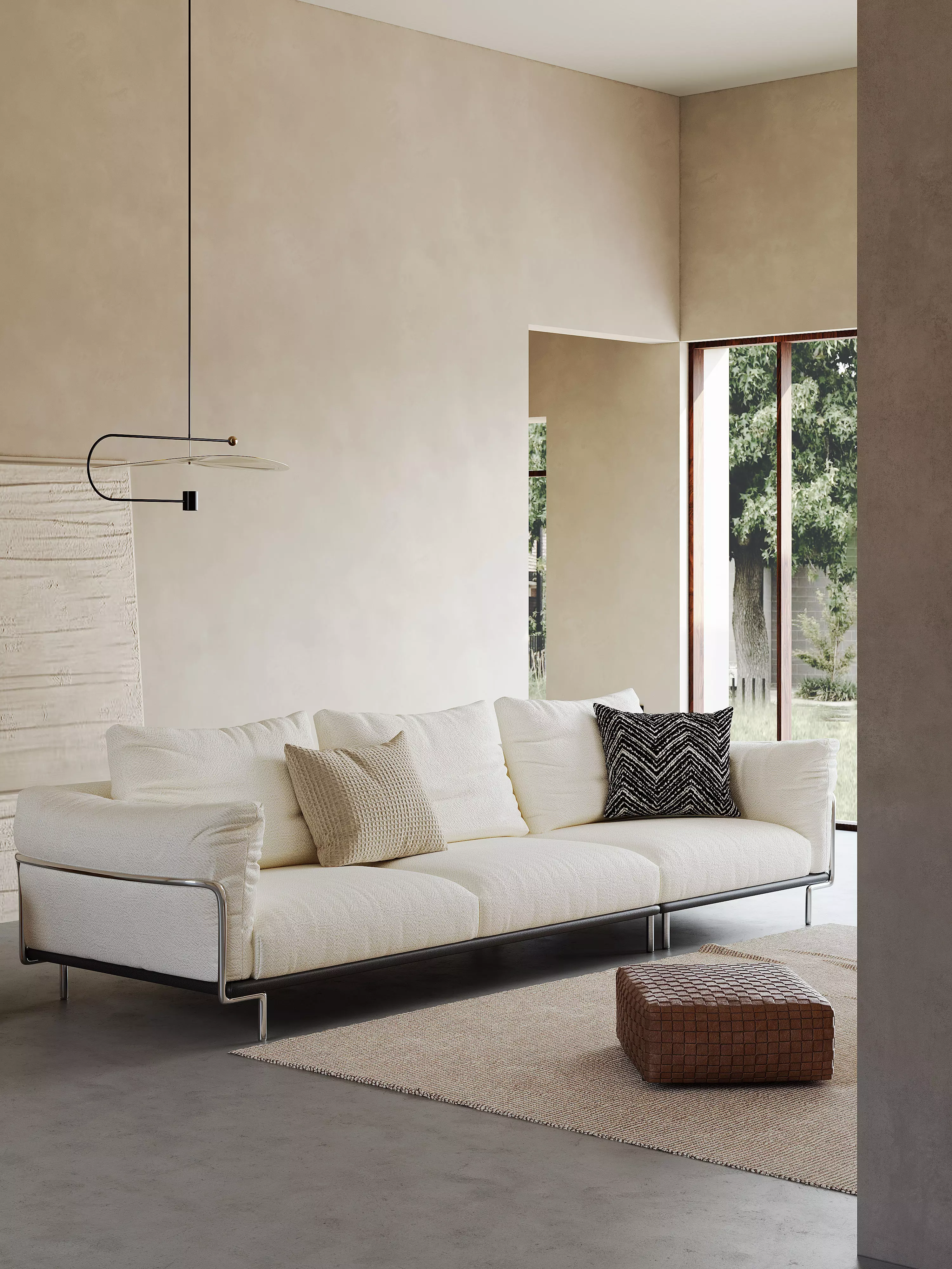 Mid Century interior scene 3D model_3