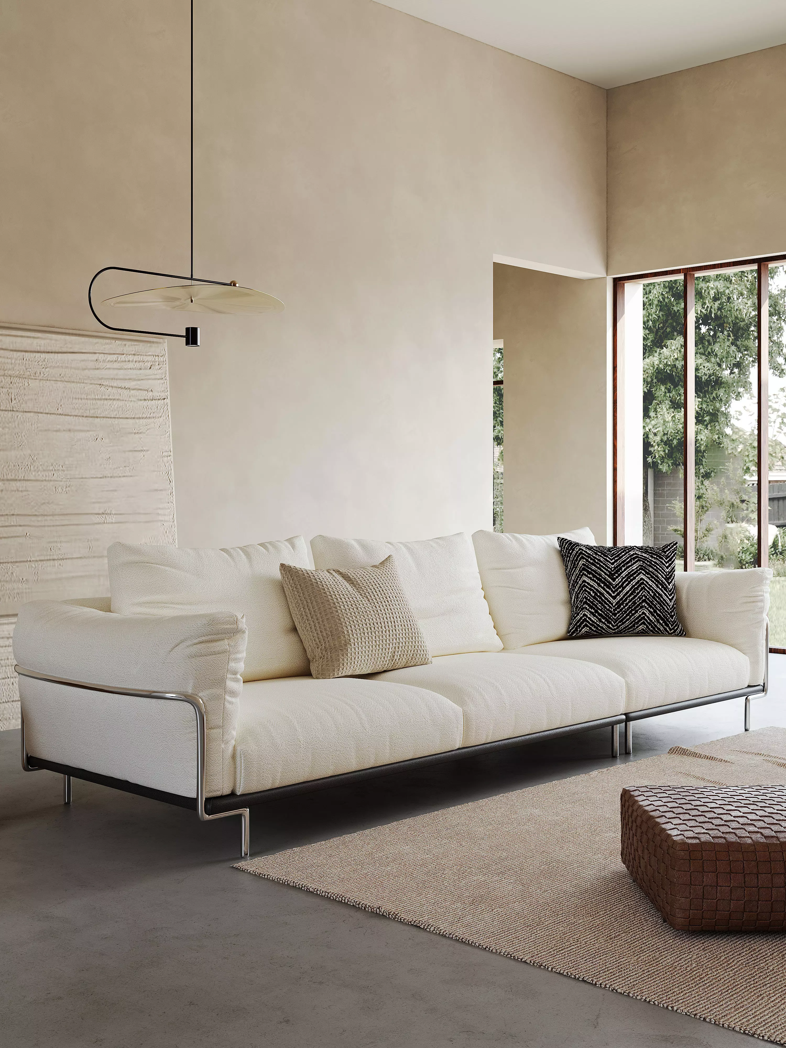 Mid Century interior scene 3D model_2