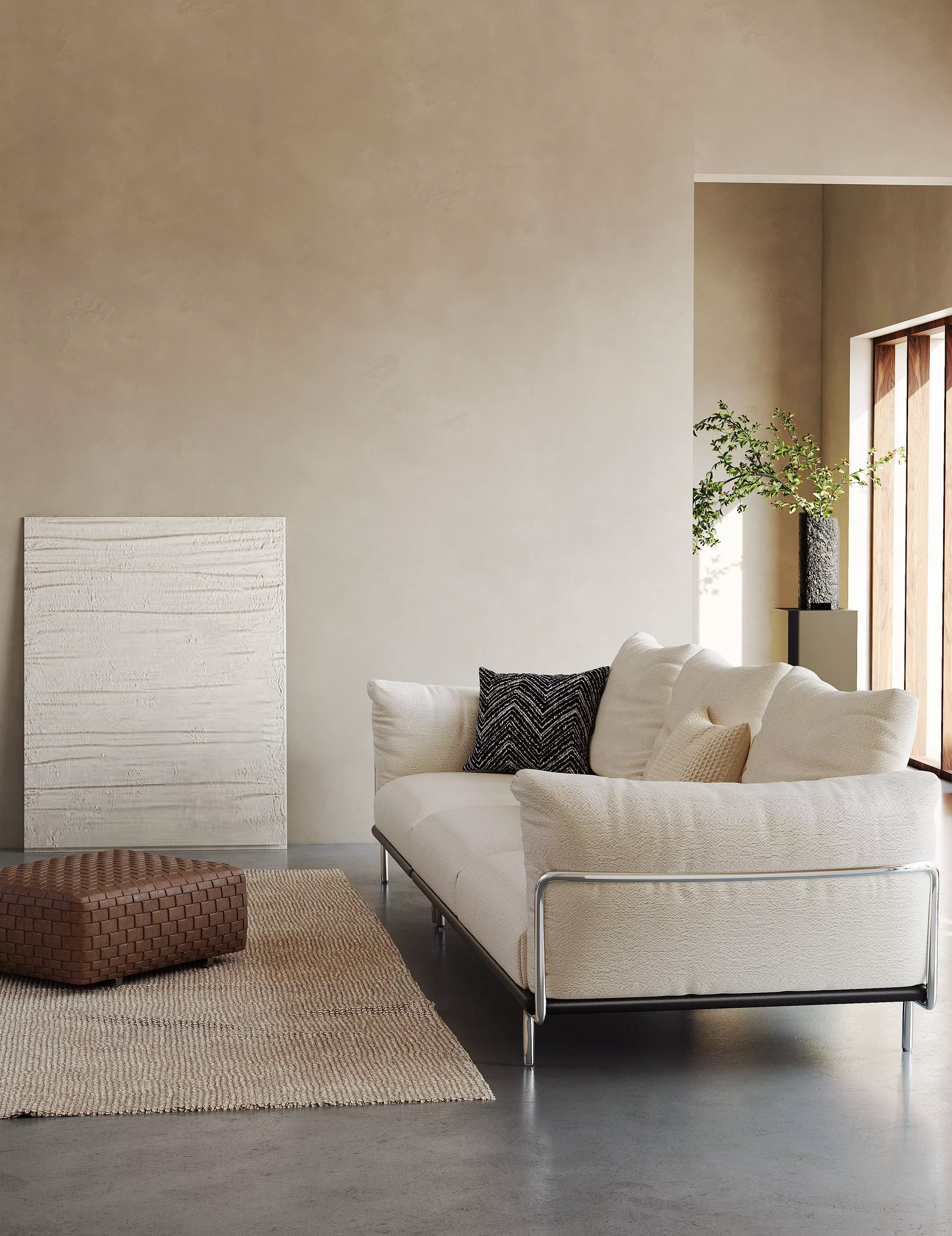 Mid Century interior scene 3D model_4