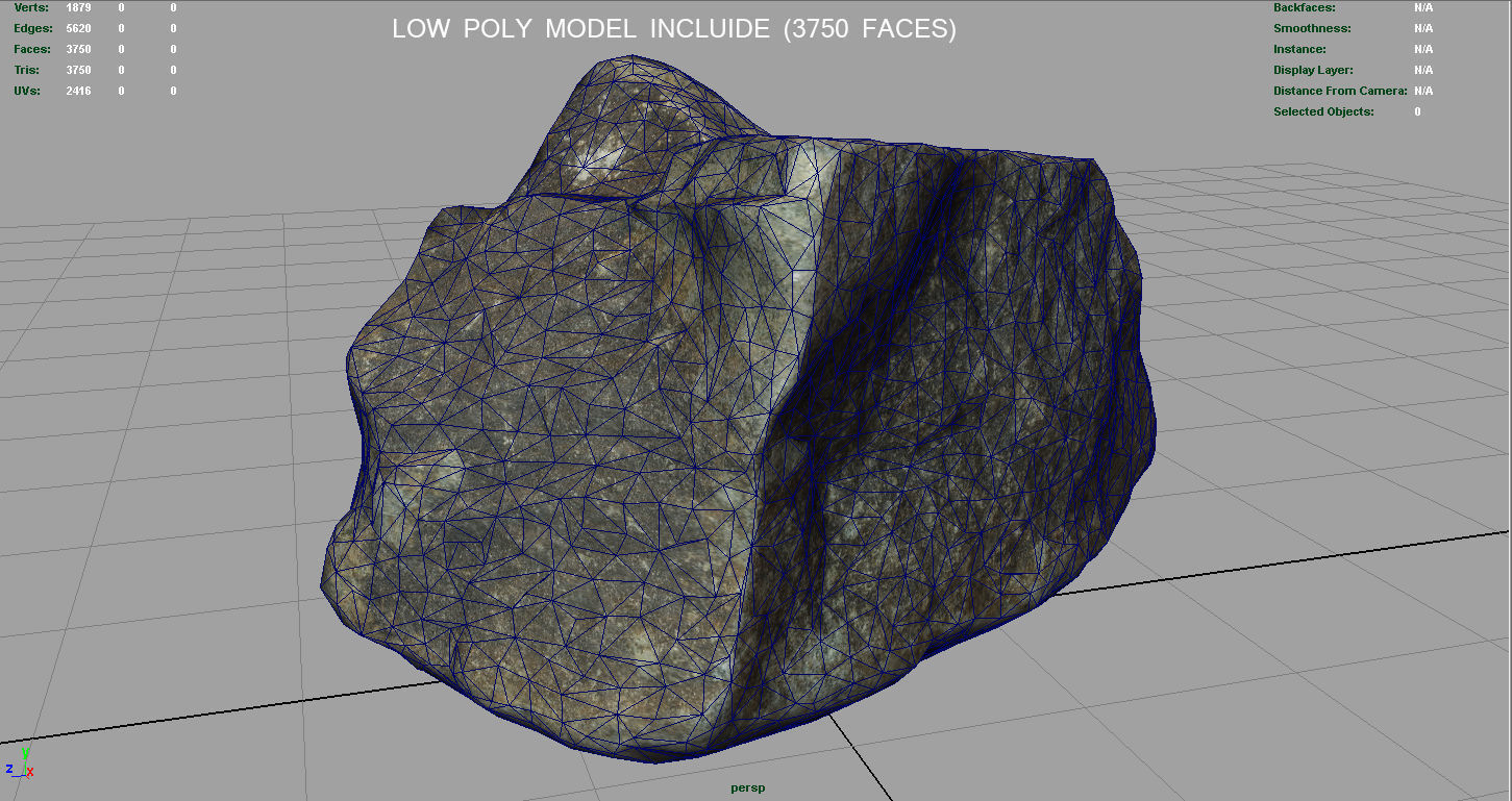 Stone rock Low-poly 3D model_5