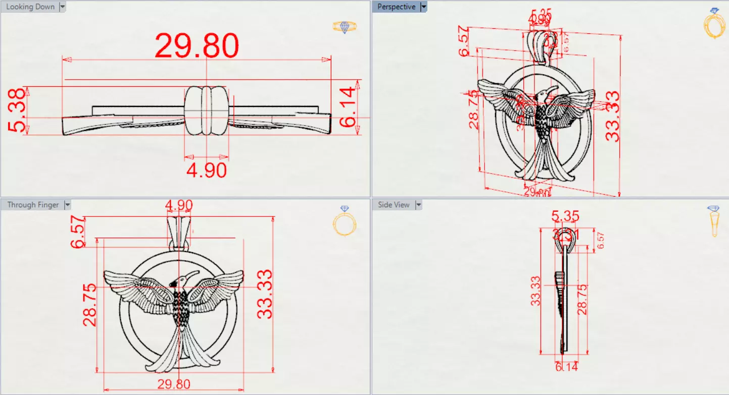 Mockingbird stl 3dm gold pendant gp0381 3D print model_20