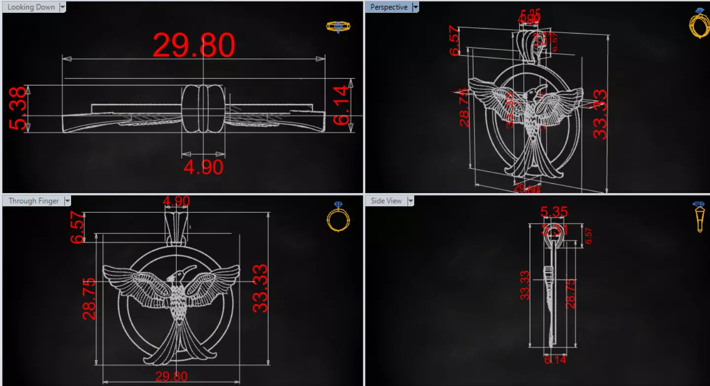 Mockingbird stl 3dm gold pendant gp0381 3D print model_19