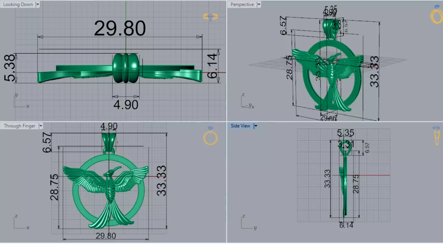 Mockingbird stl 3dm gold pendant gp0381 3D print model_8
