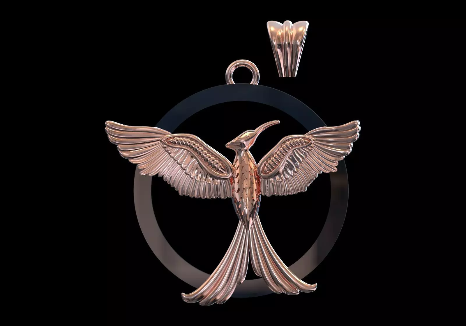 Mockingbird stl 3dm gold pendant gp0381 3D print model_14