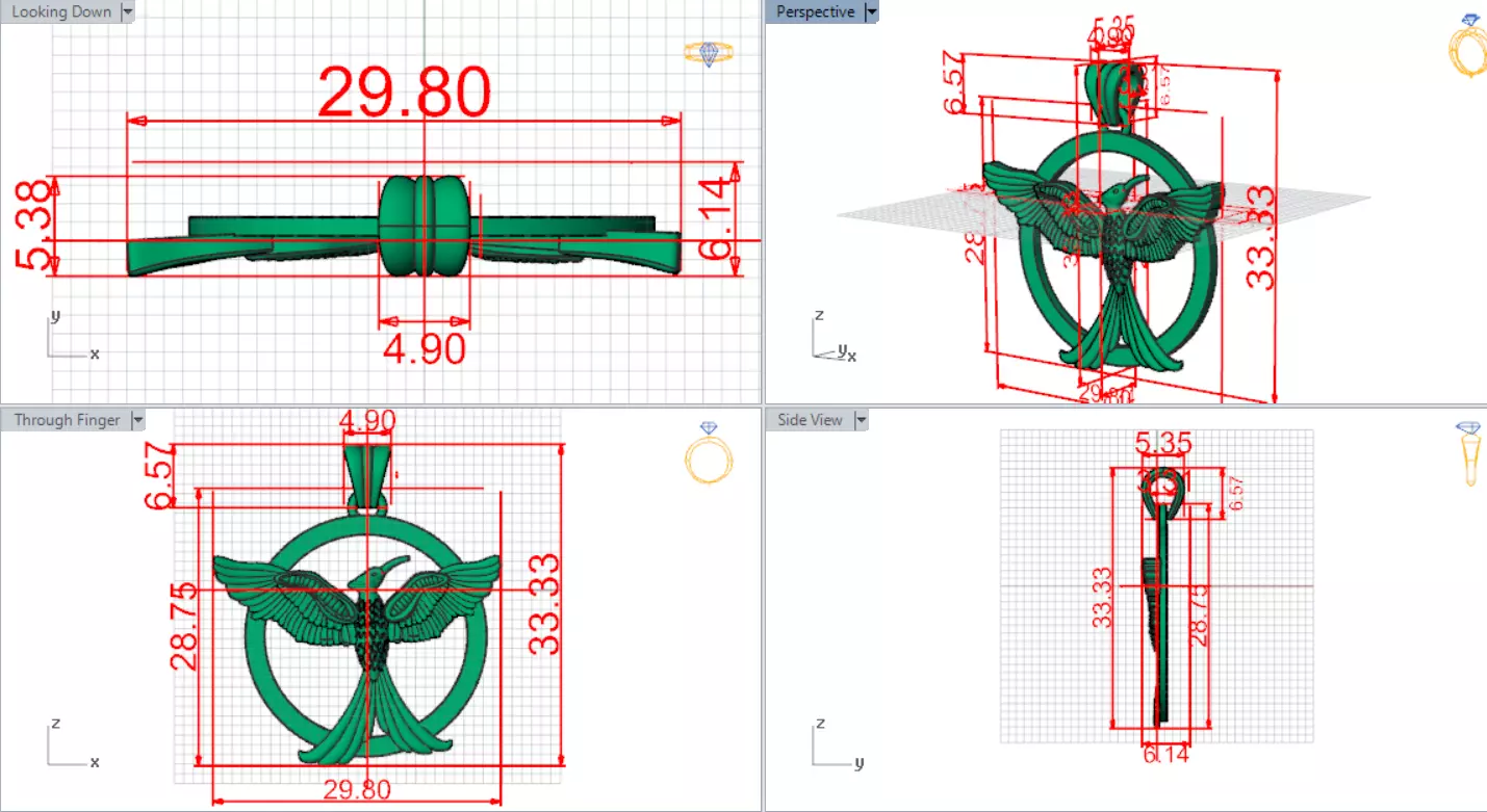 Mockingbird stl 3dm gold pendant gp0381 3D print model_18