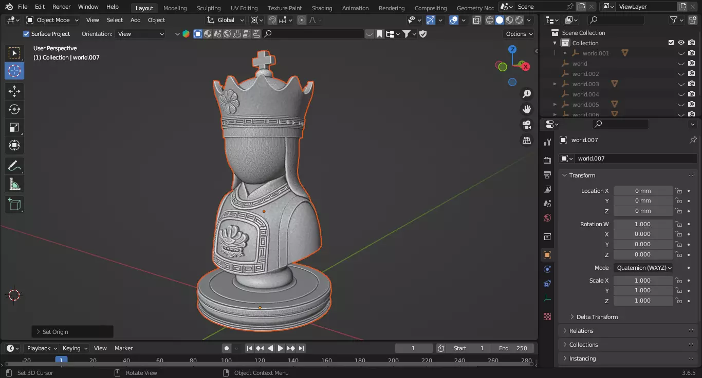 Classic Medieval Queen Chess Piece 3D print model_1