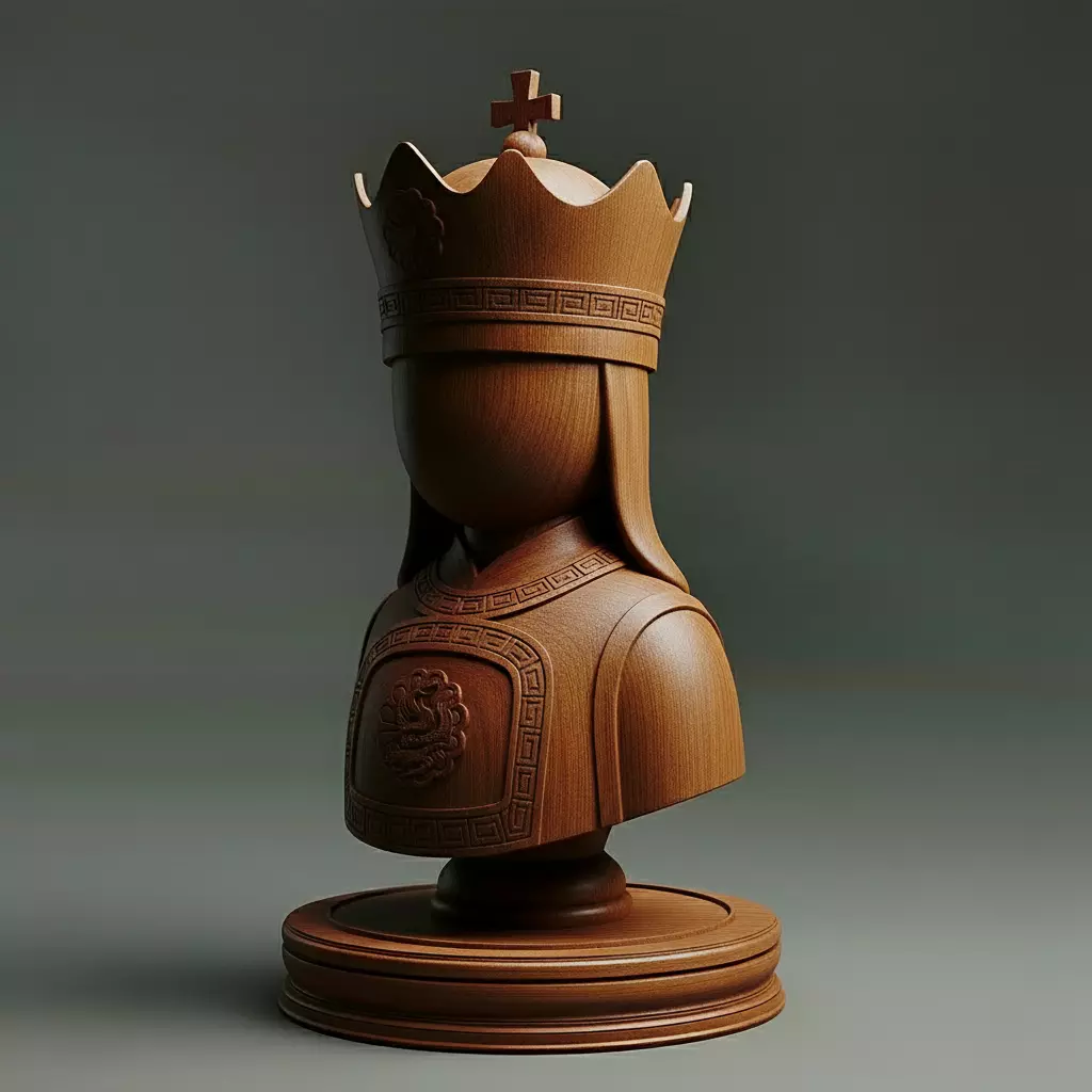 Classic Medieval Queen Chess Piece 3D print model_0