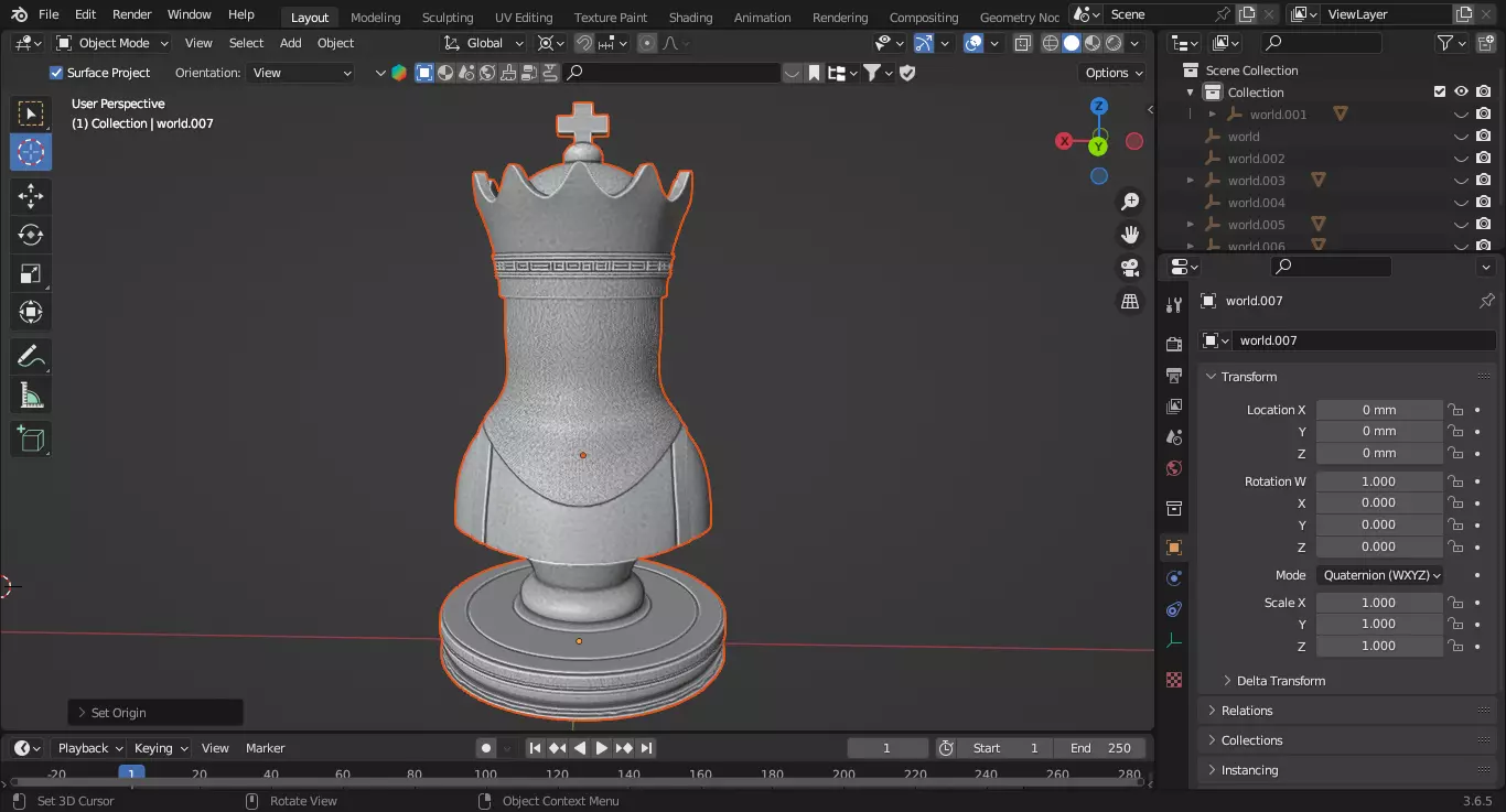 Classic Medieval Queen Chess Piece 3D print model_6
