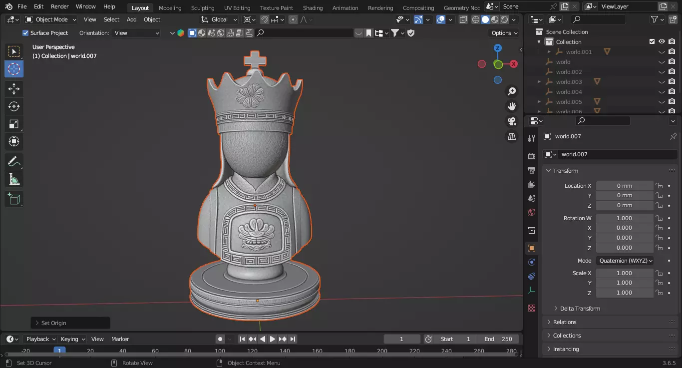 Classic Medieval Queen Chess Piece 3D print model_2