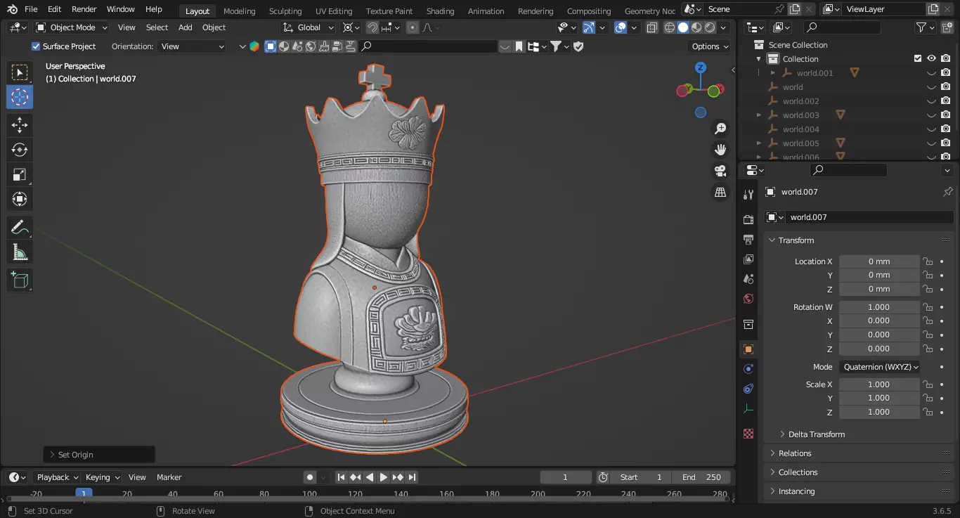 Classic Medieval Queen Chess Piece 3D print model_3