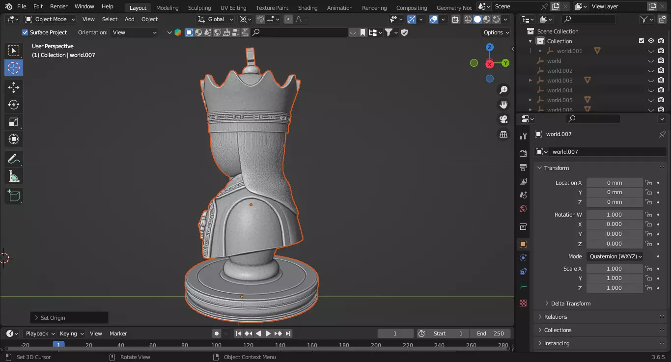 Classic Medieval Queen Chess Piece 3D print model_4