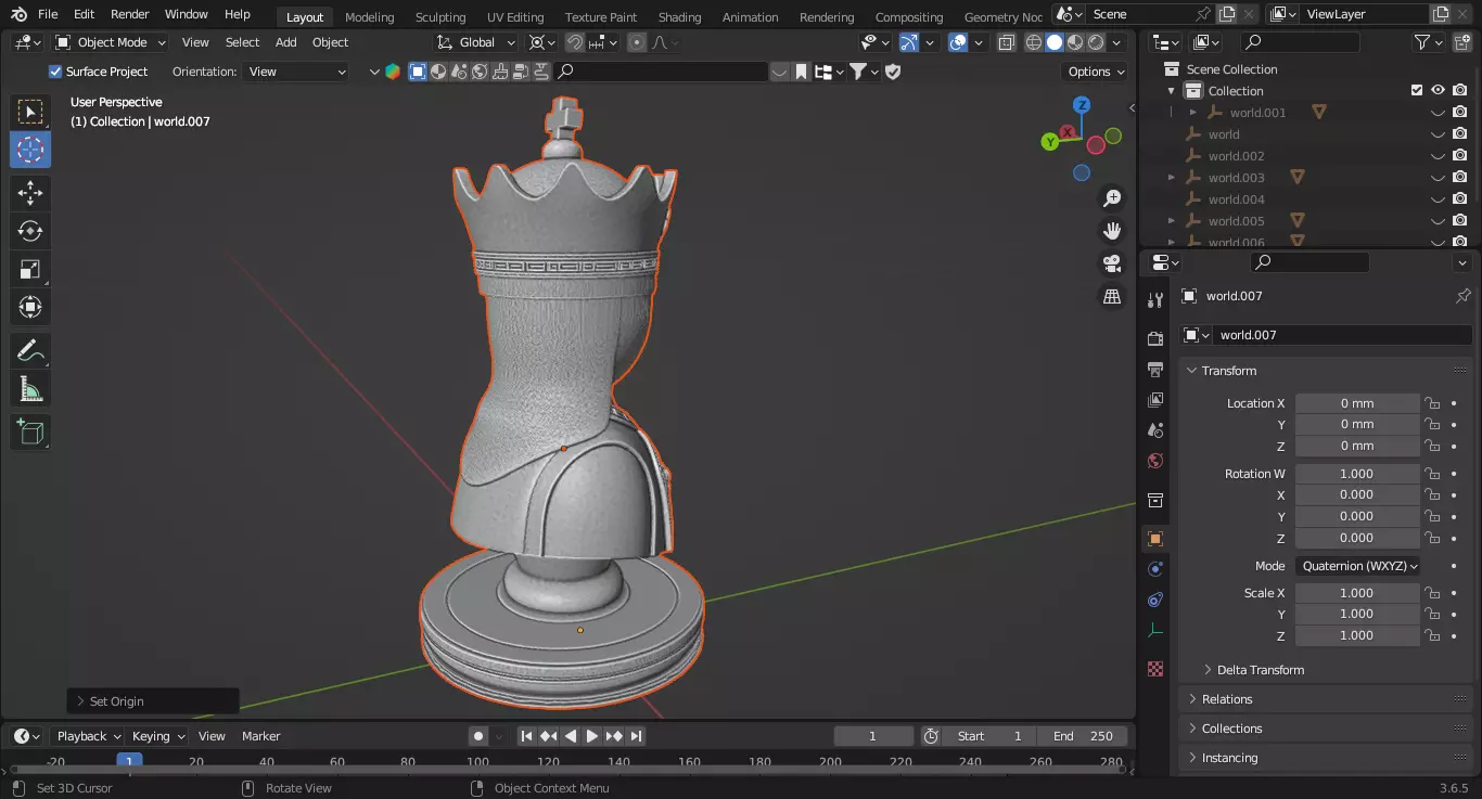 Classic Medieval Queen Chess Piece 3D print model_5