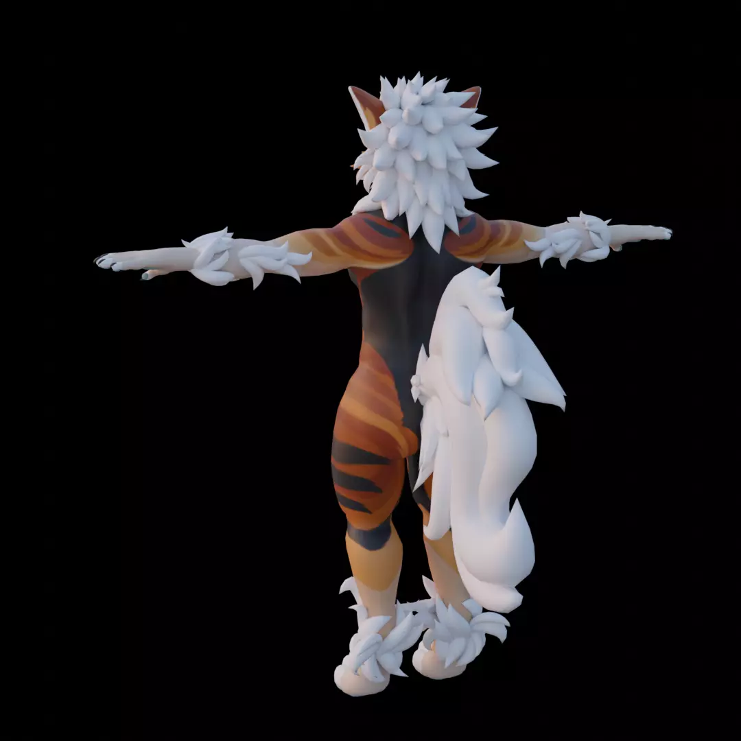 VRChat Furry Tiger Avatar  Stylized Anthro Character 3D Model Low-poly 3D model_2