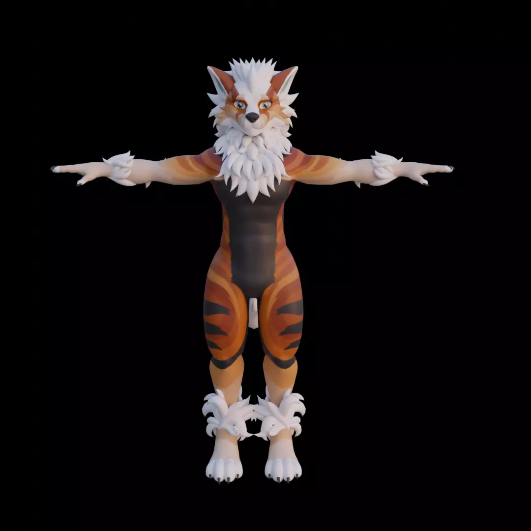 VRChat Furry Tiger Avatar  Stylized Anthro Character 3D Model Low-poly 3D model_0