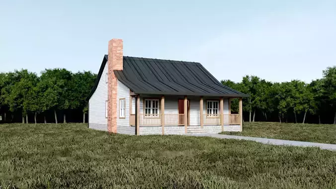 House Exterior Interior with Openable Doors 3D model - 2
