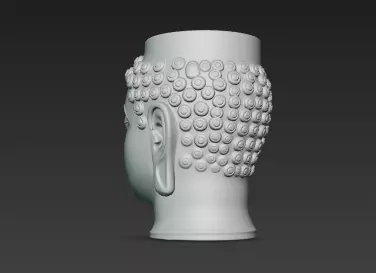 White Flowing Marble Buddha Pen Holder Showpiece 3D print model_3